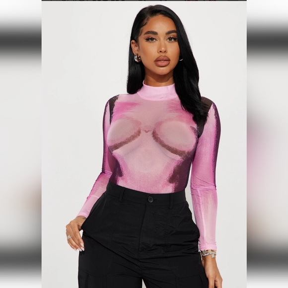 NWT- Deja Vu Bodysuit - Pink/combo - Picture 3 of 8